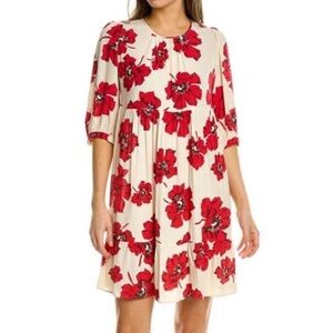 ba&sh Robe Katia Boho Resort Mini Floral Dress, Red and White, Small